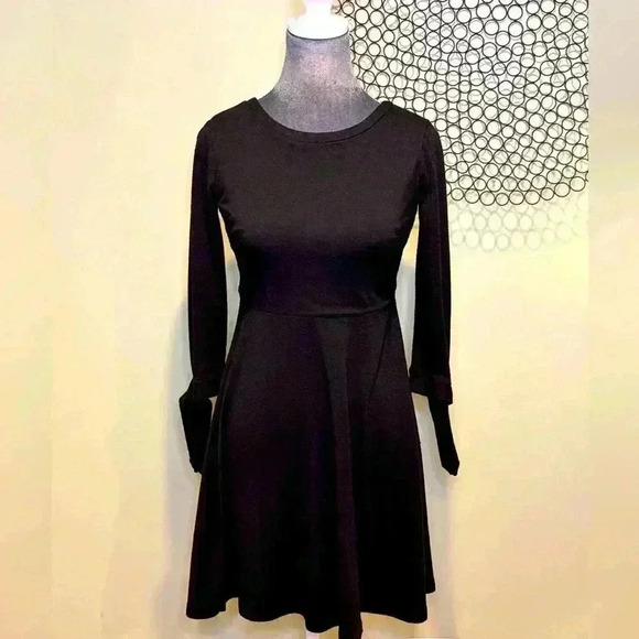 Loft - Little black long sleeve with bow accents a-line dress - Size 00P - Picture 1 of 5